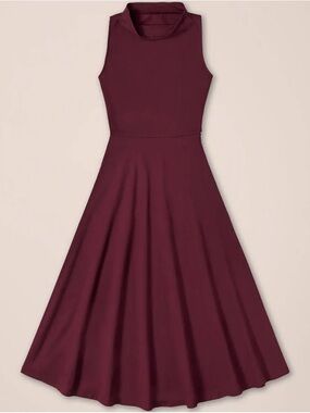 New. Pact organic cotton fit and flare cowl-neck dress in maroon. XL